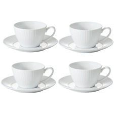 White Conifere Coffee Cups & Saucers (Set of 4)