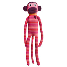 Pink & Red Striped Charlie Monkey Plush Toy