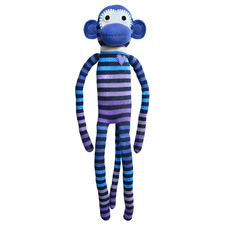 Blue & Navy Striped Skye Monkey Plush Toy
