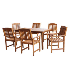 6 Seater Clyde Shorea Wood Outdoor Dining Set
