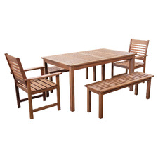 6 Seater 150cm Jasper Shorea Wood Outdoor Dining Set