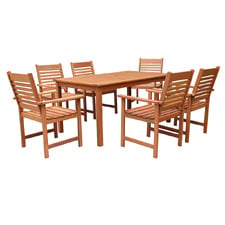 6 Seater Jasper Shorea Wood Outdoor Dining Table & Chair Set