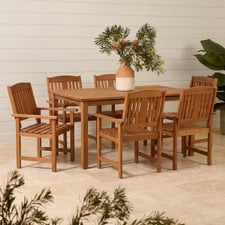 6 Seater Clyde Shorea Wood Outdoor Dining Set
