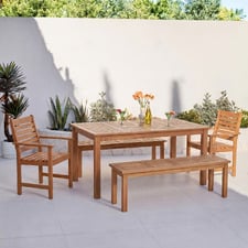 8 Seater 180cm Jasper Shorea Wood Outdoor Dining Set