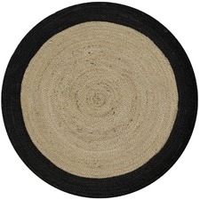 Round Black Border Dot Rug