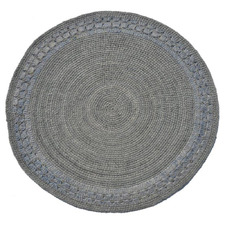 Silver & Blue Welsh Hand-Woven Round Rug