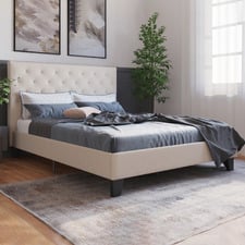 Light Beige Oxford Bed Frame