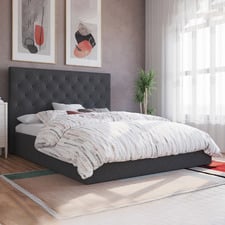 Charcoal Oxford Gas Lift Storage Bed Frame