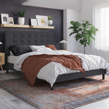 Charcoal Kylie Buttoned Upholstered Bed Frame
