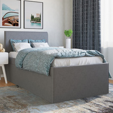 Grey Selina Upholstered King Single Bed with Trundle