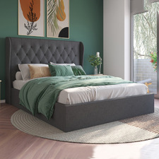 Charcoal Harlow Winged Gas Lift Bed Frame