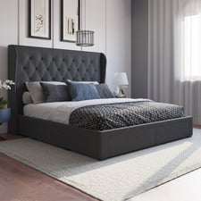 Charcoal Harlow Upholstered Bed Frame with Storage