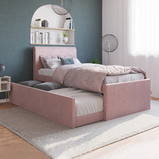 Selina Velvet Kid's King Single Bed with Trundle