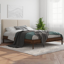 Beige & Walnut Trolig Bed Frame