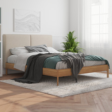Natural Trolig Fabric & Wooden Bed Frame