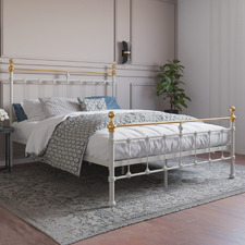 White & Gold Elizabeth Steel Bed Frame