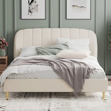 Beige Ysobel Upholstered Bed Frame