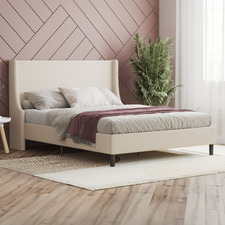 Beige Giarid Upholstered Bed Frame