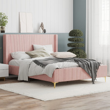 Pink Soulin Corduroy Bed Frame