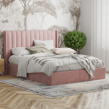 Pink Tulawie Velvet Bed Frame with Storage