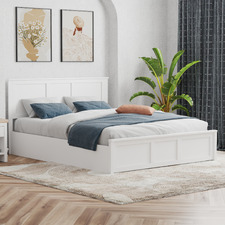White Remolar Pine Wood Gas Lift Storage Bed
