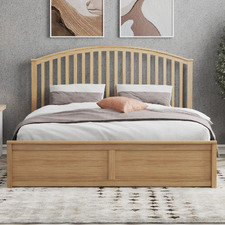 Natural Yebes Pine Wood Gas Lift Storage Bed Frame