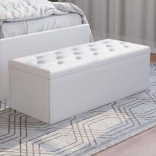 Oxford Faux Leather Storage Ottoman Bench