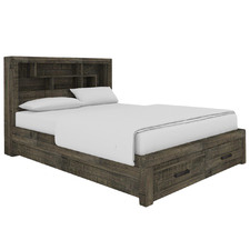 Stone Grey Skylar Pine Wood Bed with Storage