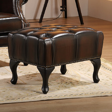 Alastair Leather Footstool