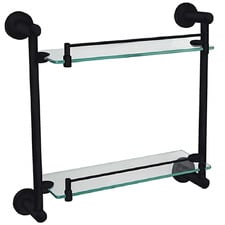 Loui Stainless Steel & Glass Double Bathroom Shelf