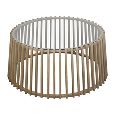 Meshia Slatted Oak Wood Coffee Table