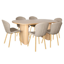 6 Seater Houlton Oak Wood Dining Table & Chair Set
