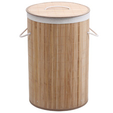 Round Helix Folding Bamboo Laundry Hamper
