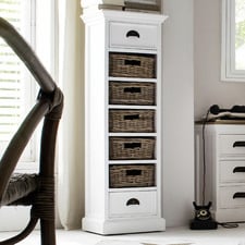 Halifax 5 Rattan Baskets and 2 Drawers Storage Unit