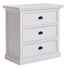 White Meharry 3 Drawer Bedside Table