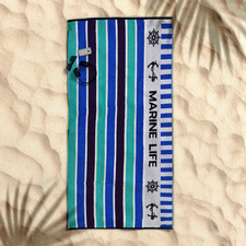 Marine Life Cotton Jacquard Velour Beach Towel