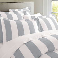Silver Oxford Stripe Quilt Cover Set