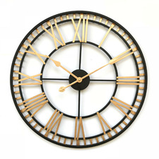 60cm Gold & Black London Metal Wall Clock