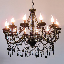 Cassie French Provincial 12 Arm Black Acrylic Chandelier