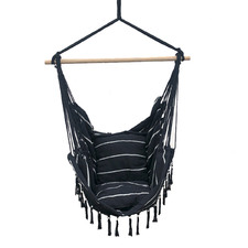 Soho Pinstripe Hanging Hammock Chair with Cushion