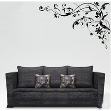 Black Corner Flowers Wall Sticker