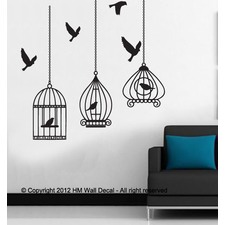 Cutie Birds Cages Wall Art Decal