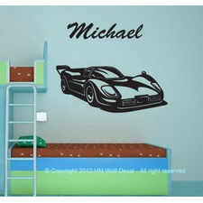 Personalised Name and Race Car Wall Sticker