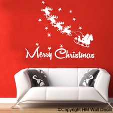 Sleight and Reindeers Christmas Santa Wall Sticker