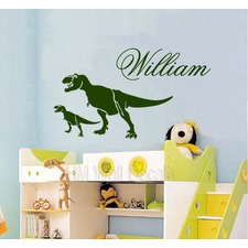 Personalised Name with T Rex Dinosaurs Removable Wall Decal