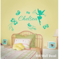 Personalised Fairy and Butterflies Removable Wall Sticker