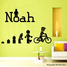 Evolution Of The Cycling Lego Man Personalised Wall Sticker