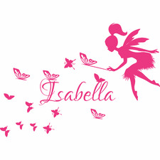Personalised Name with Fairy & Butterflies Wall Sticker