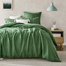 Olive European Flax Linen Quilt Cover Set