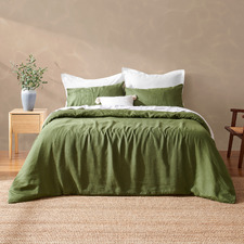 Olive Natural Home Vintage Washed Hemp Linen Quilt Cover Set